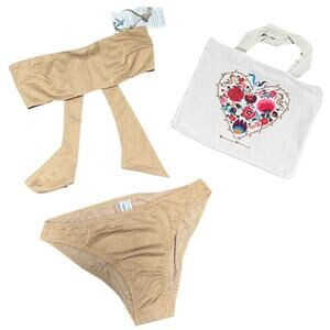 MYBEACHYSIDE Tan Tie-back Bandeau Bikini Set - Size 1 - NWT